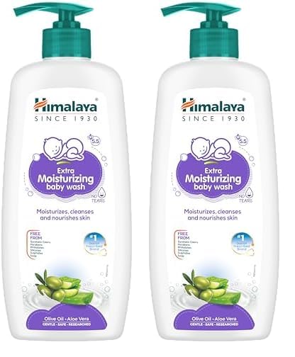 Himalaya Extra Moisturizing Baby Wash 400ml | No tears formula |with Olive Oil, Aloe Vera & Milk | Cleanses and moisturizes baby’s skin (Pack of 2)