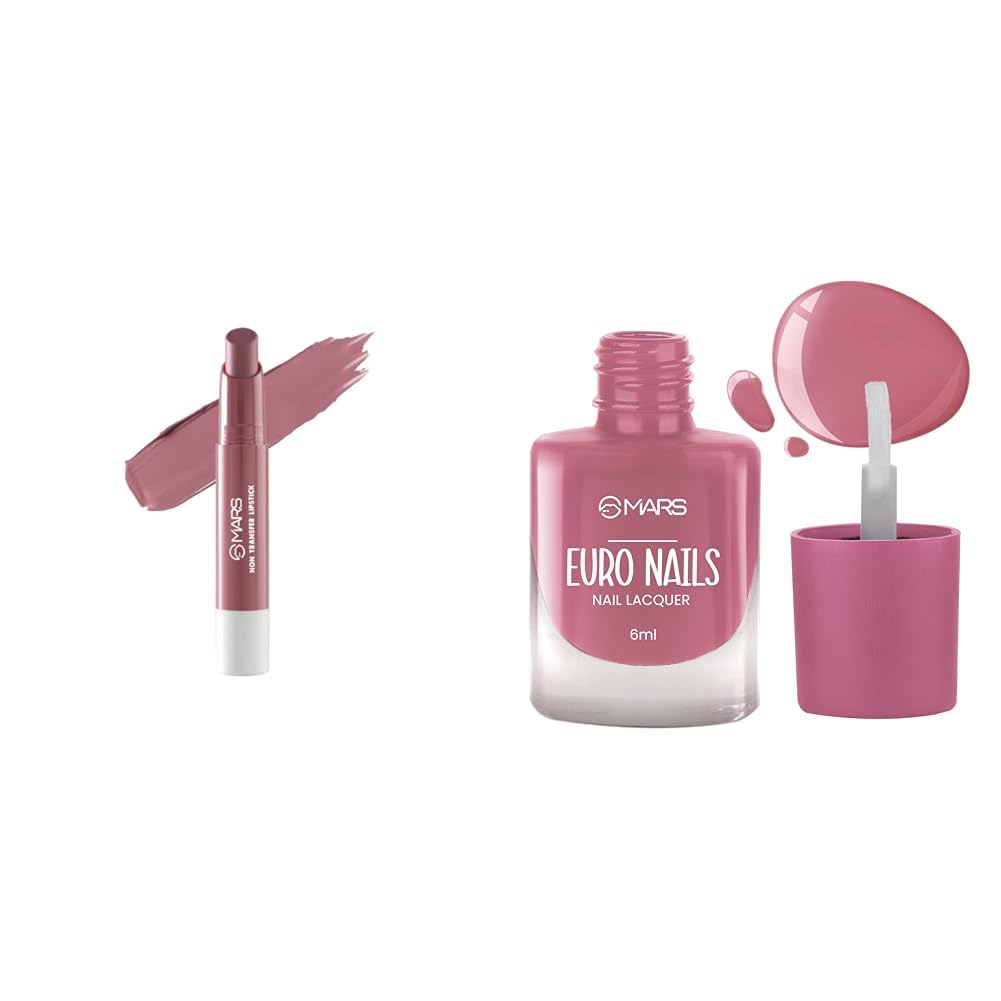 MARS Matte Super Stay Lipstick | Up to 12 Hours Long Lasting | Smudge Proof and Waterproof Lipstick for Women (2.6 gm) (06-SMITTEN) EURO Nail Lacquer (6.0 ml) (Shade-14)