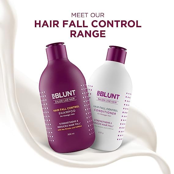 BBLUNT Hair Fall Control Shampoo & Conditioner Combo with Pea Protein & Caffeine for Stronger Hair - (300 ml + 250ml)