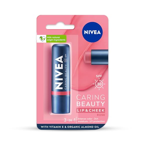 NIVEA Lip Caring Beauty Lip Balm | Lip & Cheek Tint with SPF 30 (Red, Pink & Rose)