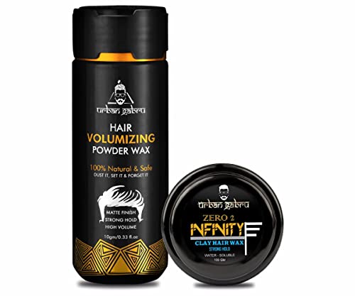 Urbangabru Hair Volumizing Powder Wax (10 GM) & Infinity Hair Wax (100 GM) - Hair Styling Combo Kit