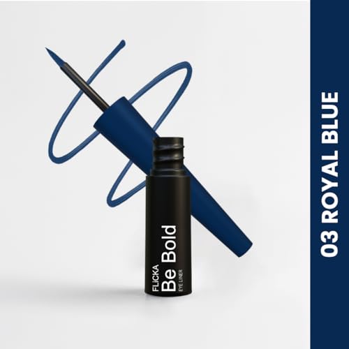 FLiCKA Be Bold Eyeliner 03 Royal Blue - Vibrant Waterproof Liquid Eyeliner for Bold, Bright Eye Makeup