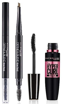 Maybelline New York's Define & Blend Brow Pencil Natural Brown, 0.16g & Maybelline New York Hypercurl Mascara Washable, Black, 9.2g