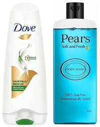 Pears Soft and Fresh Shower Gel, 250ml & Dove Hair Fall Rescue Conditioner, 180ml