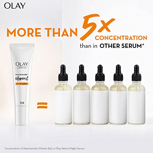 Olay Vitamin C Face Mini Serum with Niacinamide l Dark Spot Reduction l Even Glow & Smooth Texture l Normal, Oily, Dry & Combination Skin l Parabens & Sulphate-free l 15ml