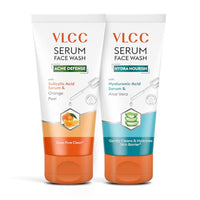 VLCC Salicylic Acid & Orange Peel Serum Facewash - 150 ml for Deep Pore Cleansing for AM | with Free Hyaluronic Acid & Aloe Vera Serum Facewash - 150 ml to Strengthen Skin Barrier for PM (B1G1)