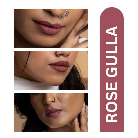 MyHues Lip Comfort Matte Liquid Lipstick Dusty Pink (Rose-Gulla) - 5ml, Non-Drying Matte Finish | Transferproof Lipstick