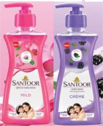 santoor Handwash Creame 200ml and mild lotous 200ml Hand Wash Pump Dispenser (2 x 200 ml)