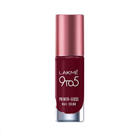 Lakmé 9to5 P+G Nail Color Smokey Crimson 6ml & Lakmé 9To5 Primer + Glossy Finish Nail Colour Combo