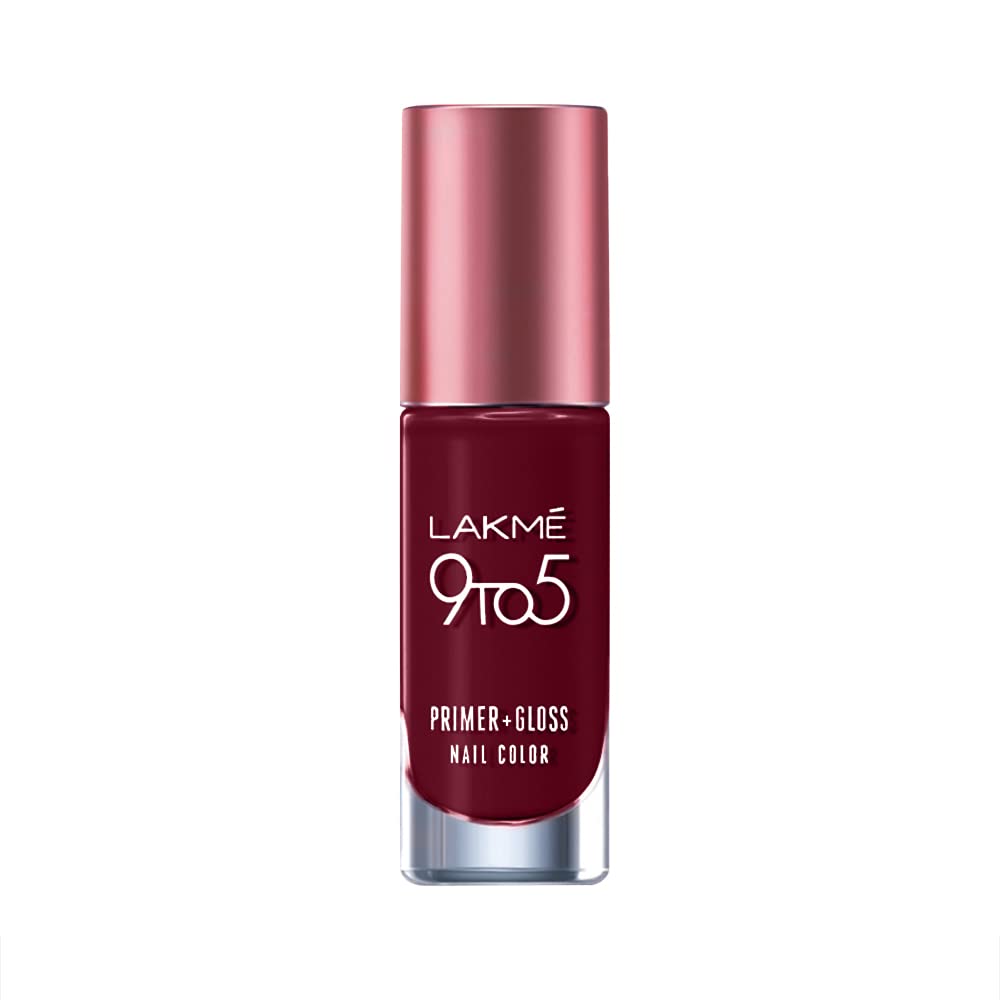 LAKMÉ 9to5 P+G Nail Color Smokey Crimson 6ml & Lk9-5 P+GNailLushLavender 6ml Combo
