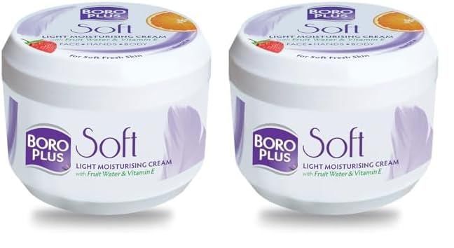 BoroPlus Soft Light Moisturising Cream | Light & Non-sticky | Provides 24 hour moisturisation|Ayurvedic Cream for all seasons |Hand Cream, Body Cream & Face Cream | Vitamin E - 300 ml (Pack of 2)