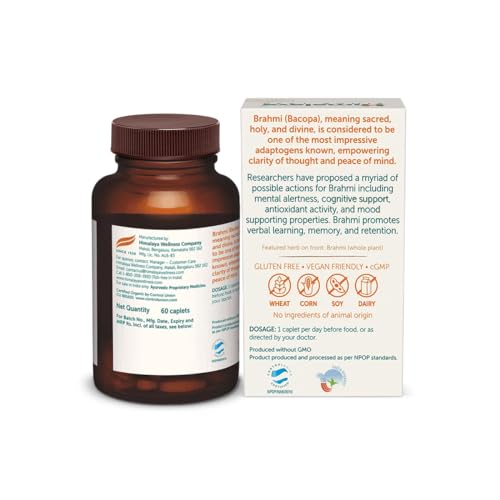 Himalaya Organic Bacopa (Brahmi) I For Mental Alertness I Improves Memory Score by 30%* I Supports Positive Mood I 100% Natural I 30 Veg Caplets