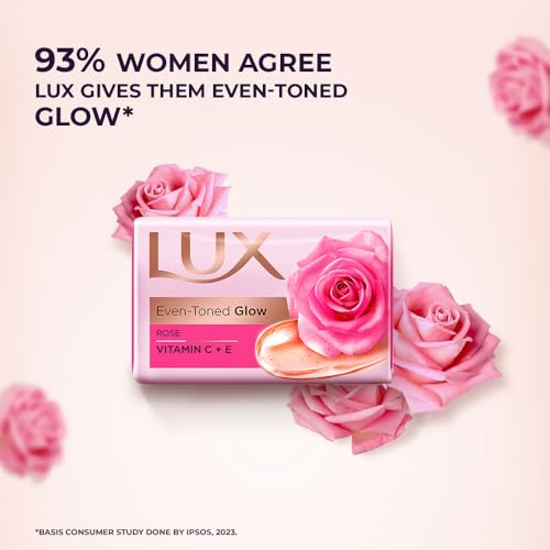 Lux Even-toned Glow Bathing Soap infused with Vitamin C & E |For Superior Glow|Buy 4 Get 1 Free|150g