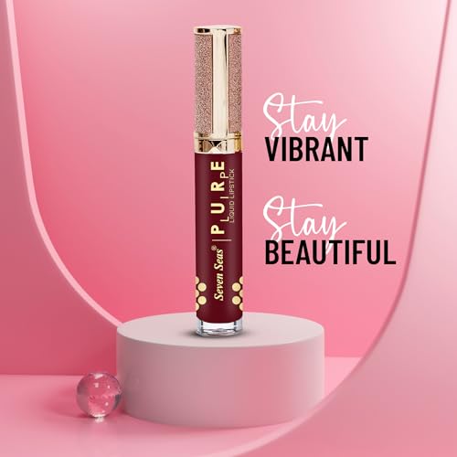 Seven Seas Pure Liquid Lipstick, Matte Finish, Purple (Red Cherry, 7ml)