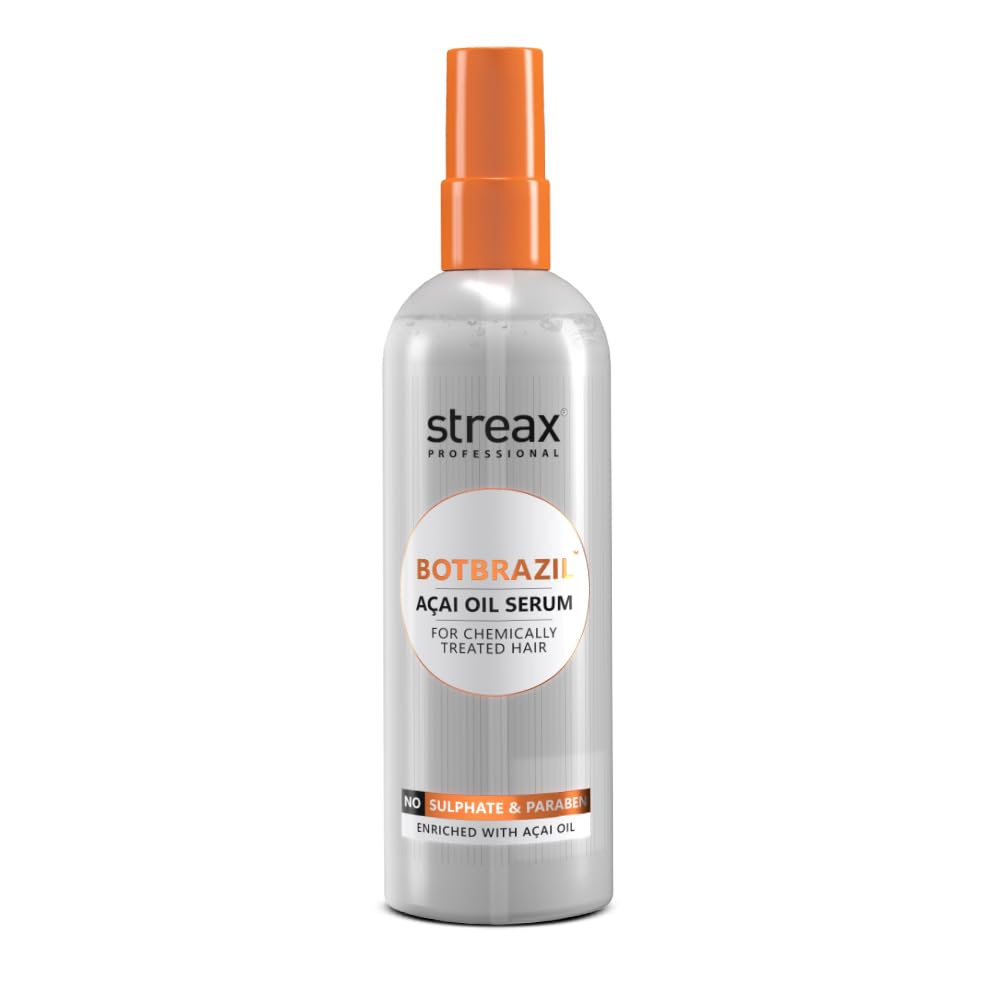 Streax Professional BotBrazil Acai Oil Serum,100ml for Chemically Treated Hair- Keratin, Botox, Nanoplasty, & Smoothening which helps to control frizzy hair, dry hair |Hair serum for Women & Men