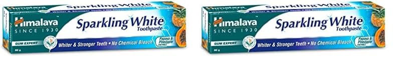 Himalaya Sparkling White 150g Toothpaste | For Whiter & Stronger Teeth | No Chemical Bleach | With Papaya & Pineapple Enzymes (Pack of 2)