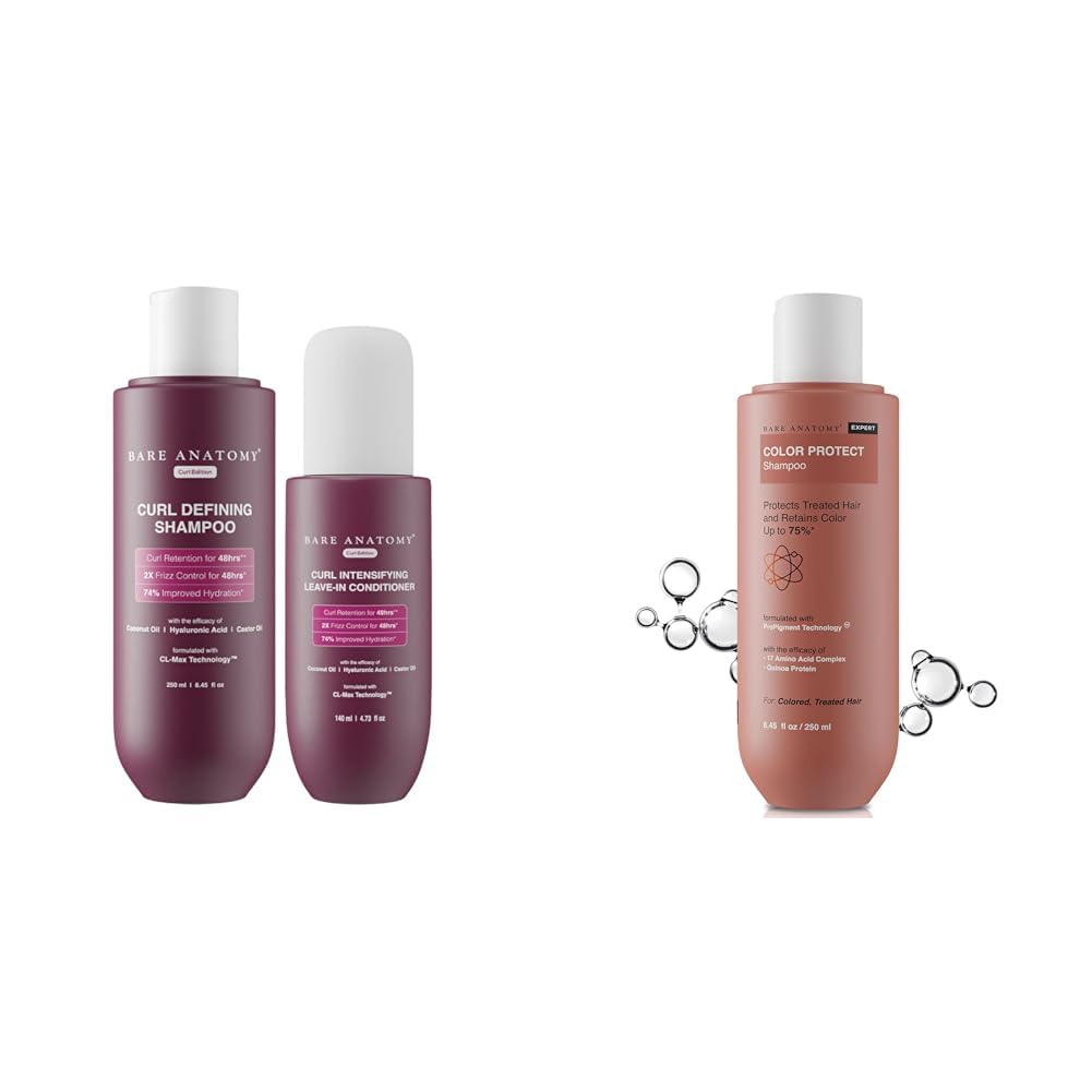 Bare Anatomy Curl Defining Shampoo + Curl Intensifying Leave In Conditioner Cream |Women & Men | 250 ml + 140ml Hair Colour Protect Shampoo, Dry & Frizzy Coloured Hair For Unisex, 250ml
