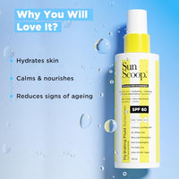 SunScoop Hydrating Face & Body Fluid Sunscreen Spray SPF 60 PA++++ | Water Resistant With Zinc Oxide, Broad Spectrum, No White Cast, Non-Comedogenic Quick Absorbing | For Men & Women-125ml