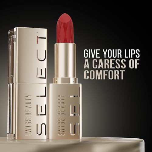Swiss Beauty Select Crème Touch Hydrating Lipstick | With Vitamin E and Tea Tree Oil | High -shine finish | shade- Holly Pink, 3g |