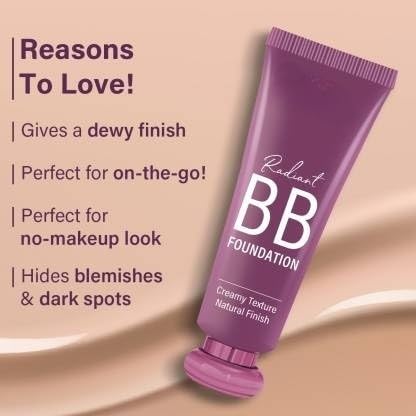 SOLDRIGHT SHOP Radiant BB Foundation, Ultra Creamy Texture, Natural Finish, Long Lasting | Super Stay Lightweight Formula Liquid For Face Makeup | All In One Foundation