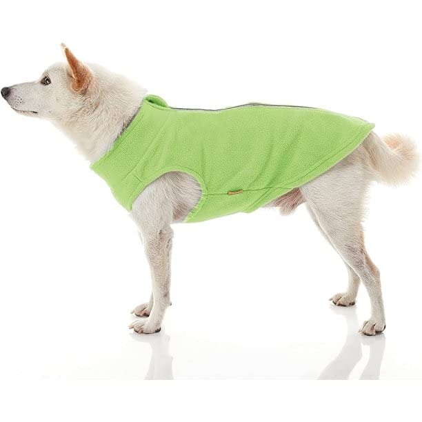 Gooby Zip Up Fleece Dog Sweater - Lime, 3X-Large - Warm Pullover Fleece Step-in Dog Jacket with Dual D Ring Leash - Winter Small Dog Sweater - Dog Clothes for Small Dogs Boy and Medium Dogs 3X-Large chest (~28.5")