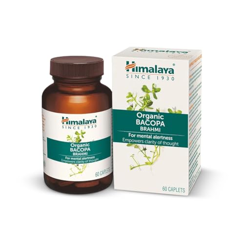 Himalaya Organic Bacopa (Brahmi) I For Mental Alertness I Improves Memory Score by 30%* I Supports Positive Mood I 100% Natural I 30 Veg Caplets