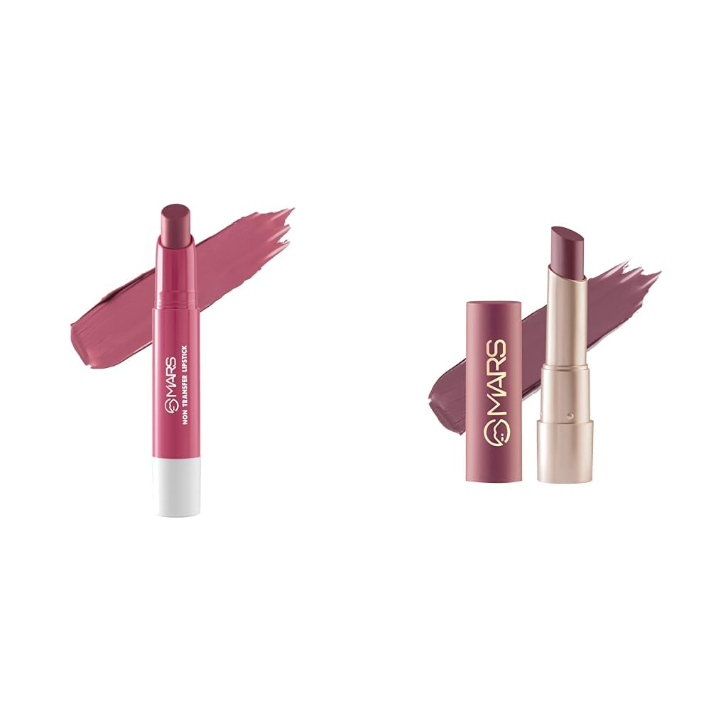 MARS Matte Super Stay Lipstick |(2.6 gm) (16-ANGEL WINGS) Creamy Matte Long Lasting Lipstick for Women (3.2 gm) (17-Sultry Samba)
