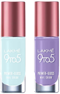 LAKMÉ 9To5 P+Glossy Finish Nail Color Sky Blue 6Ml & Lk9-5 P+Gnaillushlavender 6Ml Combo, 540 Ml