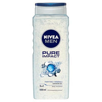NIVEA MEN Pure Impact Shower Gel, 500ml, (Hair, Face & Body Wash) (Pack of 3)