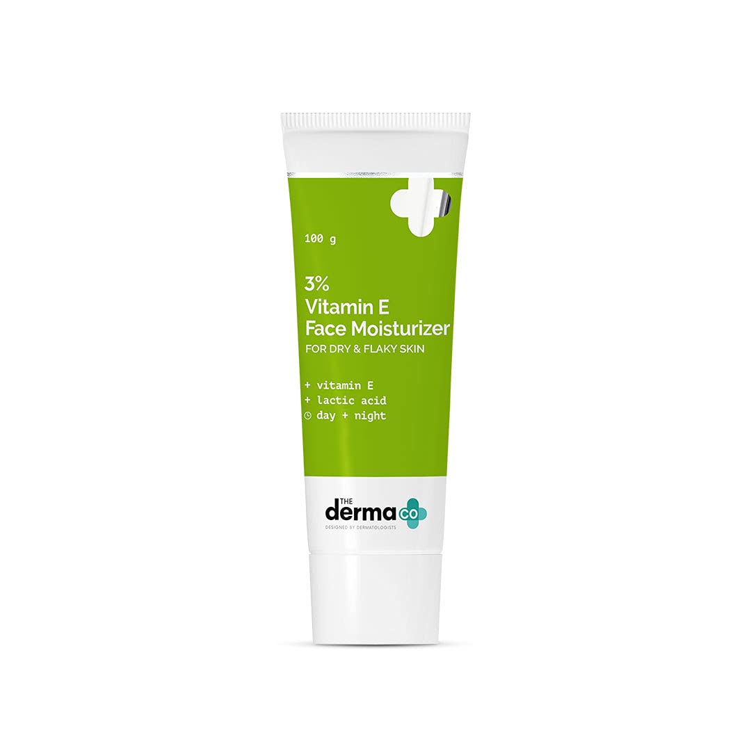 The Derma Co 3% Vitamin E Face Moisturizer Cream With Vitamin E & Lactic Acid | Fights Dryness | Non-Greasy & Lightweight | 100 G