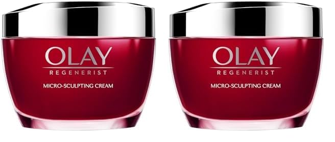 Olay Regenerist Micosculpting Day Cream | Hydrated, Plump, Bouncy Skin | With Hyaluronic Acid, Niacinamide and Peptides | Normal, Oily, Dry, Combination Skin | 50g (Pack of 2)