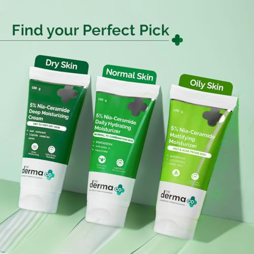 The Derma Co 5% Nia-Ceramide Deep Moisturizing Cream | 5% Niacinamide & Ceramide | 72hrs.Hydration | Urea, Lipids & Oat Extracts | Moisturizer for Dry to Very Dry Skin-100g