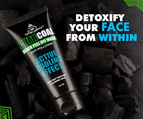 UrbanGabru Charcoal Black Peel Off Mask for Men & Women | Removes Blackheads and Whiteheads | Active Cooling Effect | Deep Skin Purifying Cleansing (120 g)