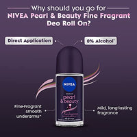 Nivea Women Deodorant Roll On, Pearl & Beauty Fine Fragrance, 50ml & Nivea Natural Glow Smooth Skin Deodorant Roll On for Women, 50ml