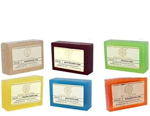 Khadi Mauri Herbal Assorted Ayurvedic Soaps Combo For Glowing Skin, 125 Gm (Pack Of 6)