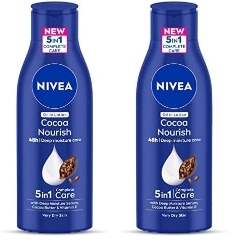 NIVEA Cocoa Nourish 200ml Body Lotion with Deep Moisture Serum| 48 H Moisturization | With Cocoa Butter & Coconut Oil | Non Greasy & Healthy Looking Skin |For Very Dry Skin (Pack of 2)