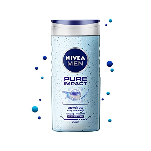 Nivea Deodorant Fresh Active Roll On for Men, 50ml & NIVEA Men Body Wash, Pure Impact with Purifying Micro Particles, Shower Gel for Body, Face & Hair, 250 ml