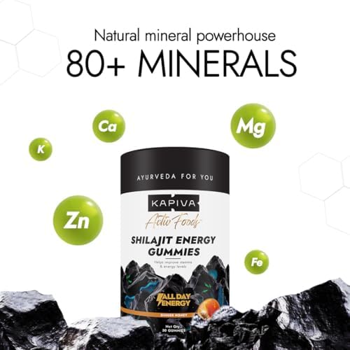 Kapiva Himalayan Shilajit/Shilajeet Gummies | 225mg Shilajit/Gummy | Ginger Honey Flavour | NABL-Certified Shilajit Gummy | Boosts Energy Levels, Endurance & Stamina | No Added Sugar | Gelatin Free | 60 Gummies