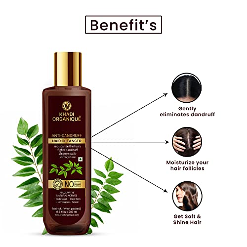 Khadi Organique Anti Dandruff Hair Shampoo | Controls Dandruff | Eliminates Dryness, Flaking, and Itching - 200 ML