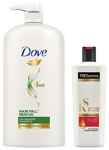 TRESemme Keratin Smooth Conditioner, 190ml & Dove Hair Fall Rescue Shampoo, 1L