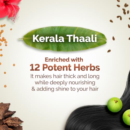 Mamaearth Kerala Thaali Hair Oil with Hibiscus, Bhringraj, Methi Dana & Amla for Thick & Long Hair - 150 ml | Stimulates Hair Growth | Nourishing Thali | 100% Natural Herbs | 12 Potent Herbs