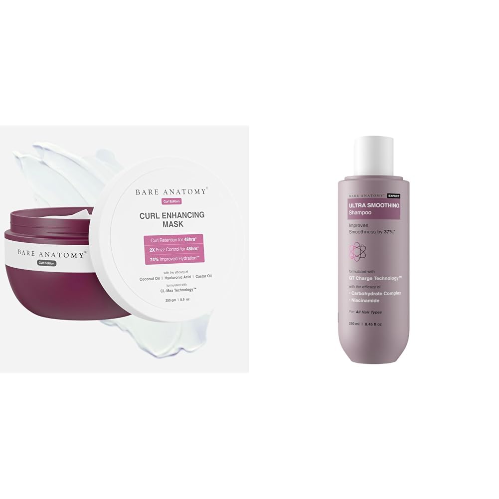 Bare Anatomy Curl Enhancing Hair Mask Sulphate & Paraben Free | 250g Ultra Smoothing Shampoo for Dry and Frizzy Hair | SLS & Paraben Free | Vegan | For Men & Women | 250ml
