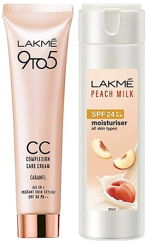 LAKMÉ Peach Milk Lotion Moisturizer SPF 24 PA++, 200ml & Lakme CC caramel 30g