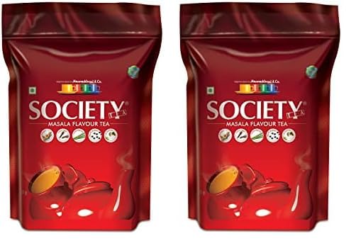Society Tea Masala Chai | 250 g | Pack of 2 | 100% Assam | Enriched with Cardamom Ginger Cloves Black Pepper and Lemongrass | Classic Masala Tea | Refreshing | All Natural | No preservatives