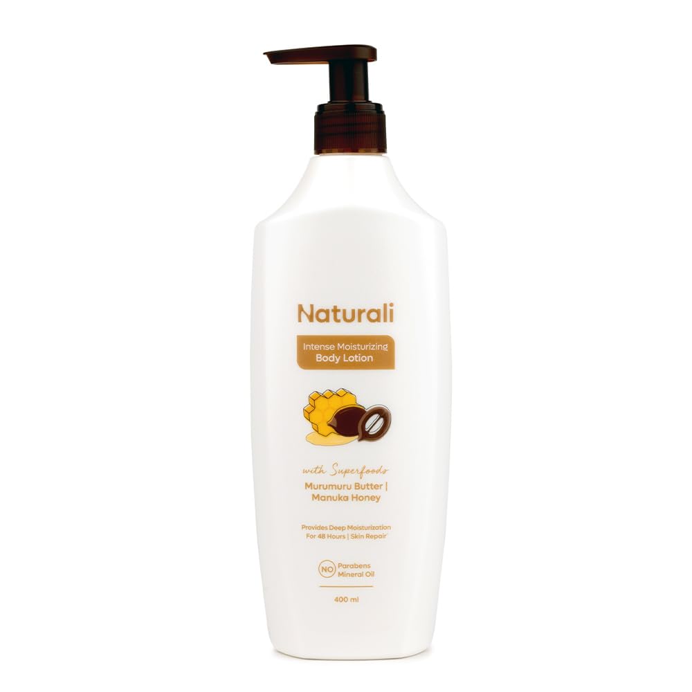 Naturali Intense Moisturisation Body Lotion With Murumuru Butter & Manuka Honey | 48 Hours Deep Moisturisation | Repairs Skin | Paraben & Mineral Oil Free | 400ml