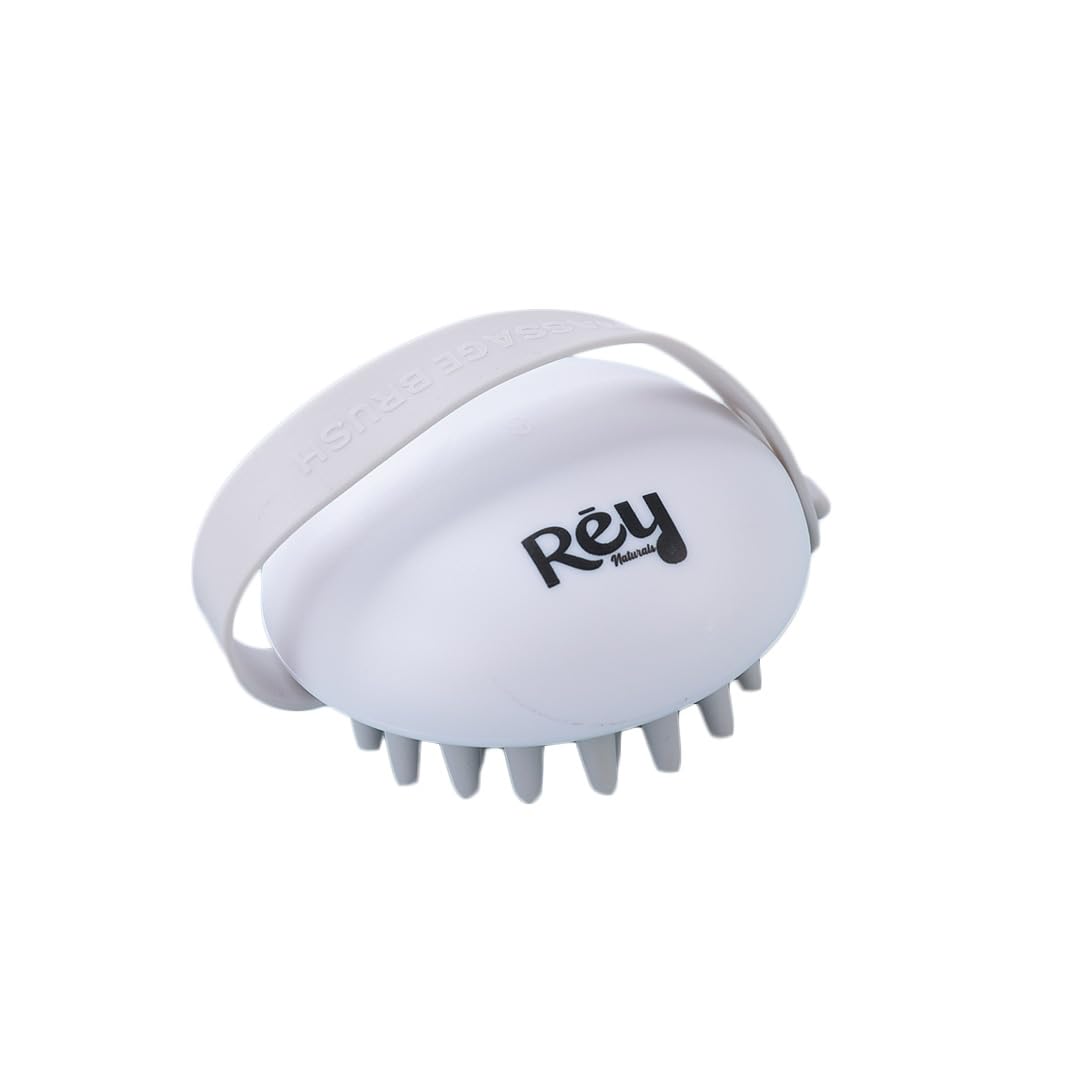 Rey Naturals Hair Scalp Massager | Shampoo & Hair Oil Brush for Men and Women | Hair Growth, Scalp Care and Relaxation | Oil Massager For Scalp | Soft Silicon Bristles for Gentle Massage | Grey