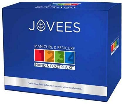Jovees Herbal Manicure & Pedicure Spa Kit |240GM | Exfoliates Dead Skin With Cleanser, Scrub, Massage Cream, Soften Skin, Repair cracks | Improves Nail Texture