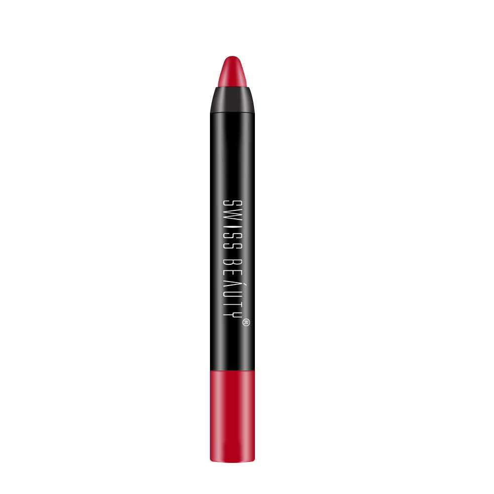 Swiss Beauty 12 Hrs. Stay Matte Lip Crayon, Red Letter, 3g - Long Lasting, Waterproof, Super Stay, Matte Finish Lip Crayon, Long Wear, Crayon Lipstick
