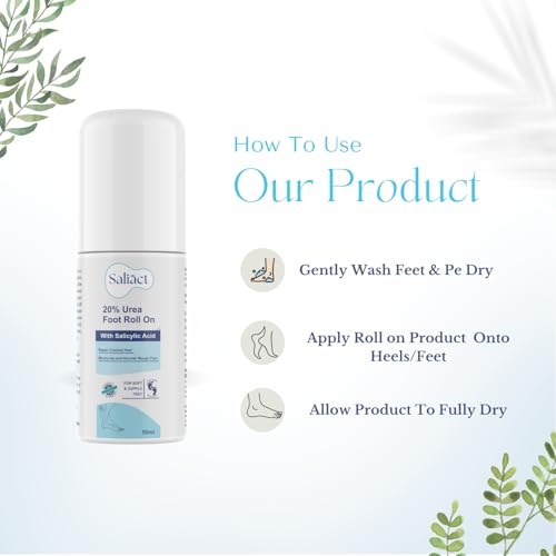 20% Urea Foot Cream Roll On With Salicylic Acid, Lactic Acid, Olive Oil | Foot Cream Moisturizer for Dry Cracked Feet | Repair and Moisturise Cracked Heels | Hydrates & Nourish Foot Care for Softens Skin | For Women & Men | (50ML * pack 2)