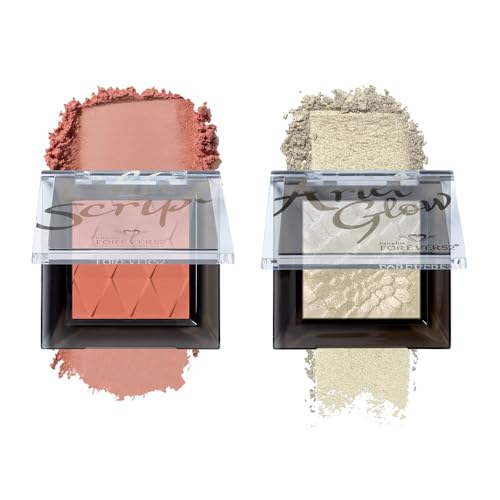 Daily Life Forever52 Sensational Glow Duo - Chic Script Blush + Ariel Glow Highlighter | Radiant Flush & Luminous Highlight | Smooth, Blendable, Long-Wear Formula for a Sculpted Highlighter (Flowerhorn-03& Ambient-05)